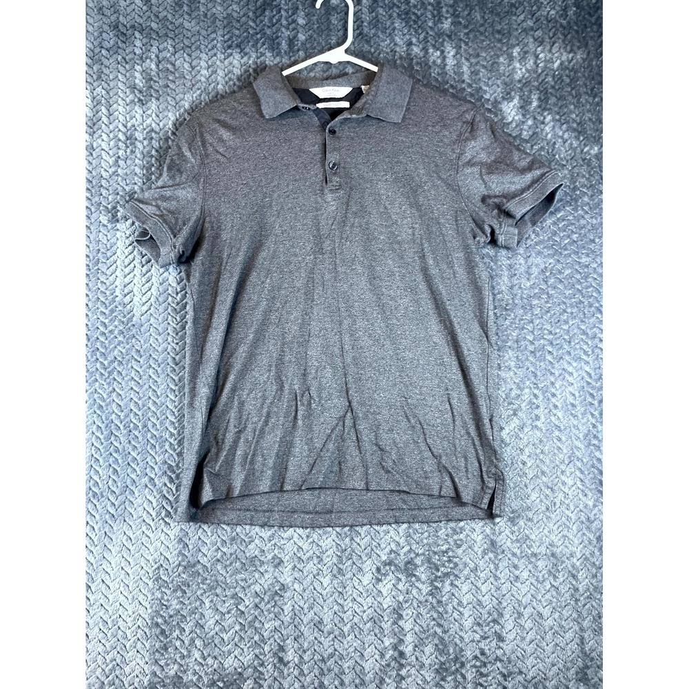 Calvin Klein Liquid Touch Polo Shirt Mens Small Heather Gray Cotton Body Fit